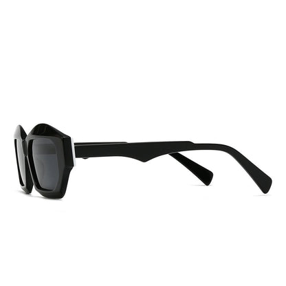 Vintage patchwork acetate polygonal cat-eye sunglasses