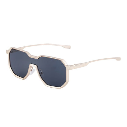Punk style one piece large frame polygonal trendy sunglasses