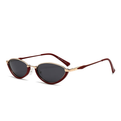 Dollger Semi-Rimless Oval Black Frame Sunglasses